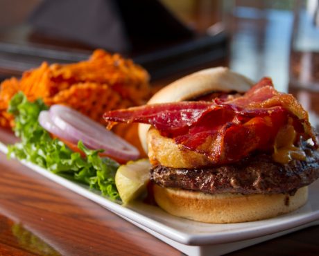 Bacon Burger with Sweet Potato Waffle Fries