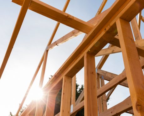 roof trusses of new home construction