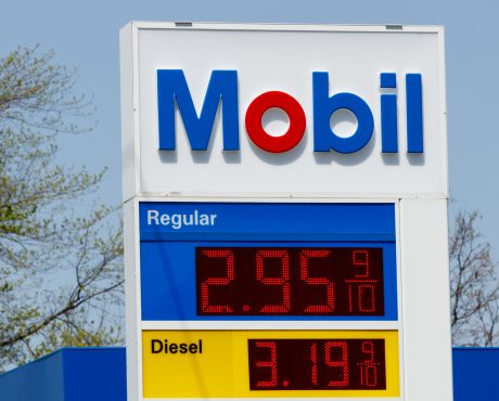 Mobil Gas Station Signage. Mobil Merged with Exxon to Become ExxonMobil Traded as XOM I