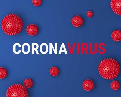 Abstract banner coronavirus strain model from Wuhan, China